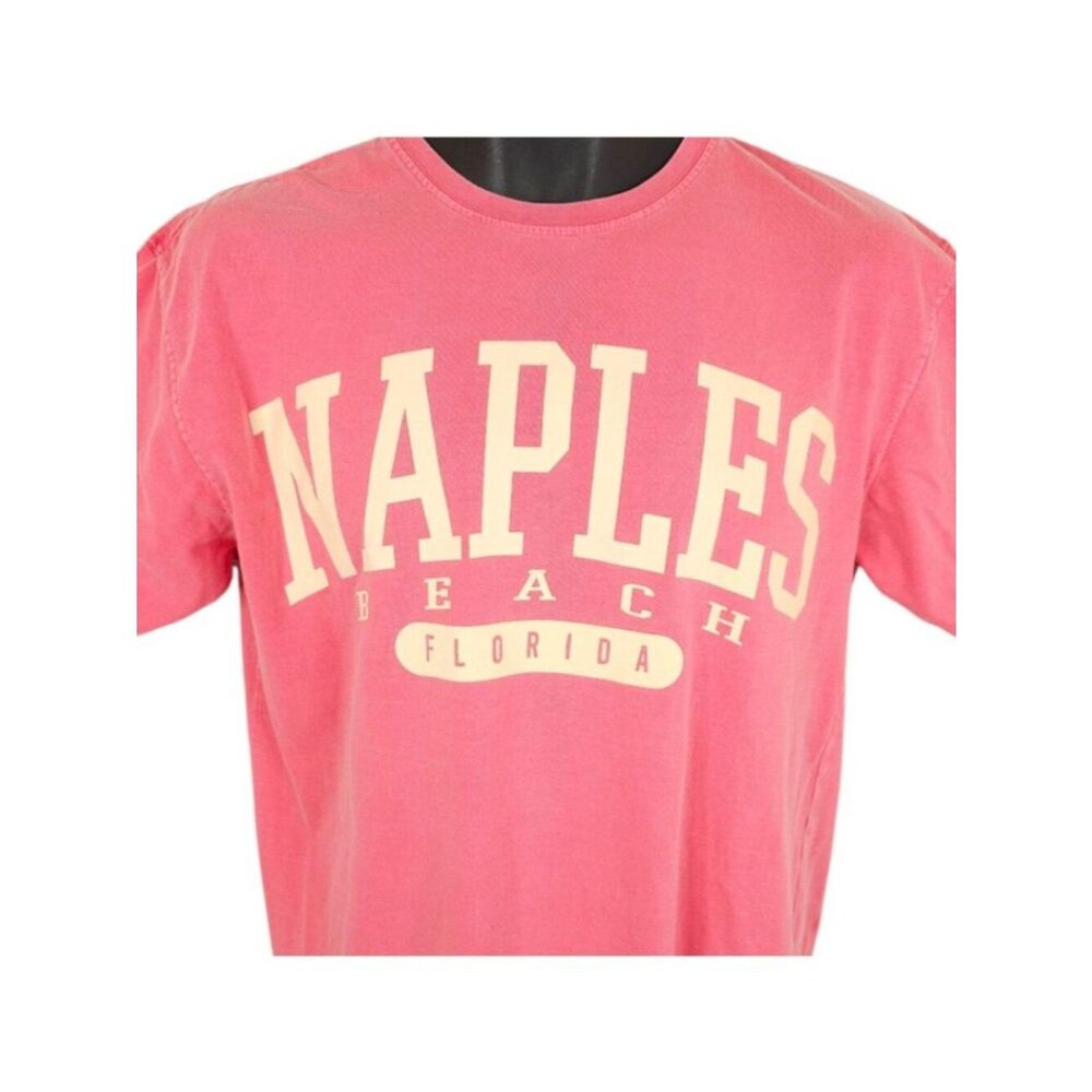 Naples Beach T Shirt Mens Size Medium Pink Florida Travel Destination Tee
